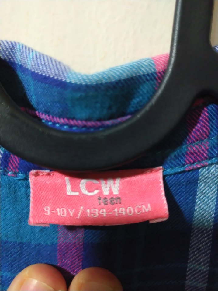 Düğmeli Uzun Kollu Mavi Ekose Gömlek - Görsel 2