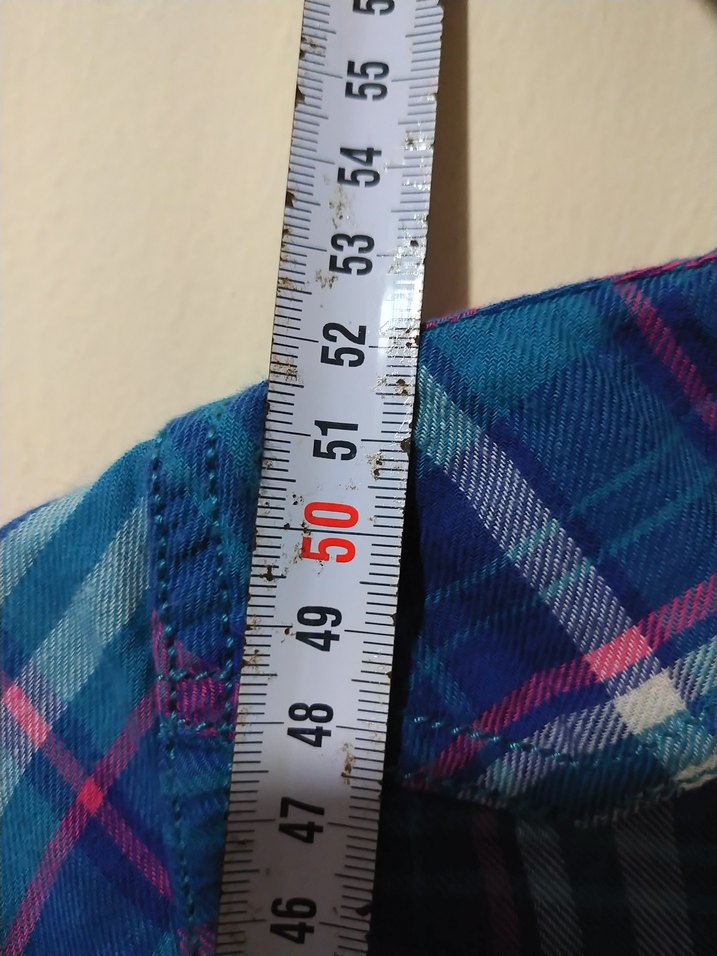 Düğmeli Uzun Kollu Mavi Ekose Gömlek - Görsel 3