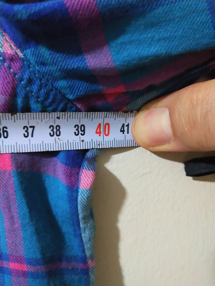 Düğmeli Uzun Kollu Mavi Ekose Gömlek - Görsel 4