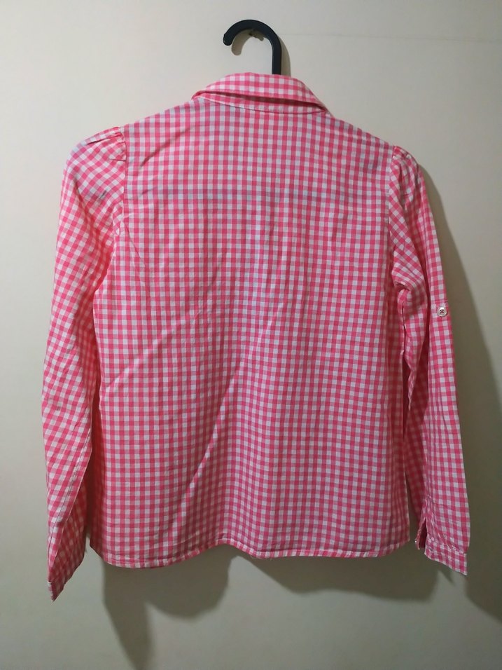 Pembe Kareli Uzun Kollu  Gömlek - Görsel 2