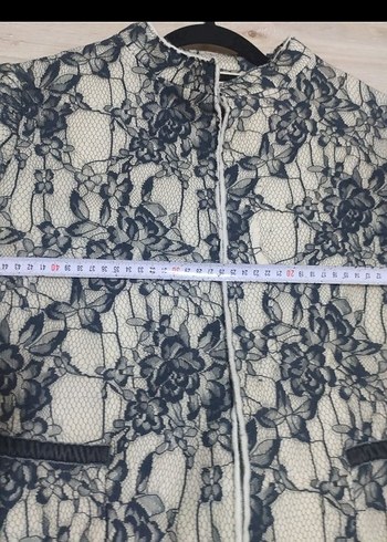 l Beden gri Renk Zara Dantel Detaylı Gri Midi Kadın Ceket