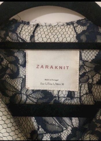 Zara Zara Dantel Detaylı Gri Midi Kadın Ceket