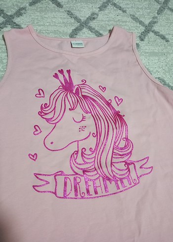 Kız Çocuk Pembe Baskılı Kolsuz Tişört - Görsel 2