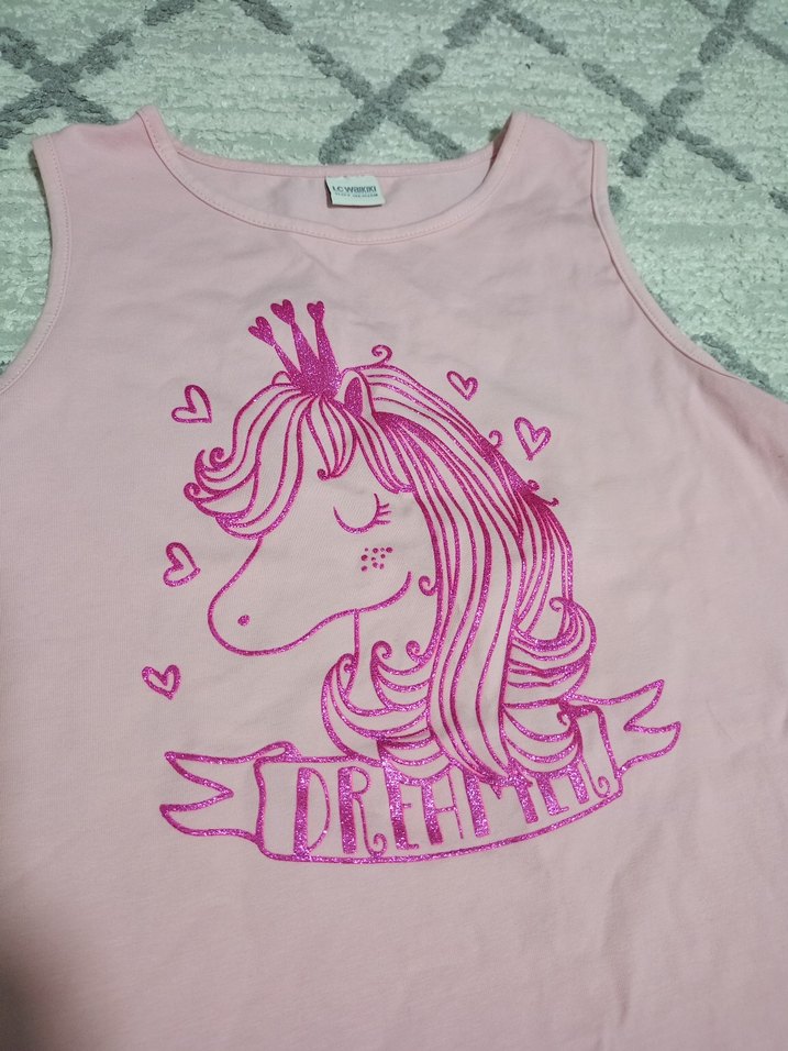 Kız Çocuk Pembe Baskılı Kolsuz Tişört - Görsel 2