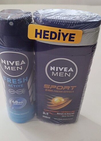  Beden Nivea Fresh Active Erkek Deodorant Sprey 150 ml + Sport Duş Jeli