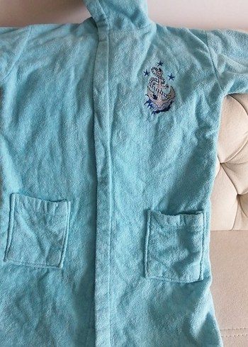 Kapüşonlu Erkek Çocuk açık mavi Bornoz - Görsel 3