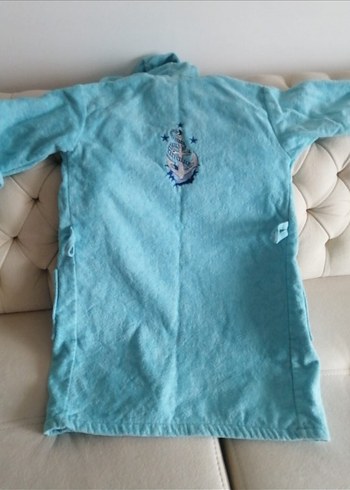 Kapüşonlu Erkek Çocuk açık mavi Bornoz - Görsel 4