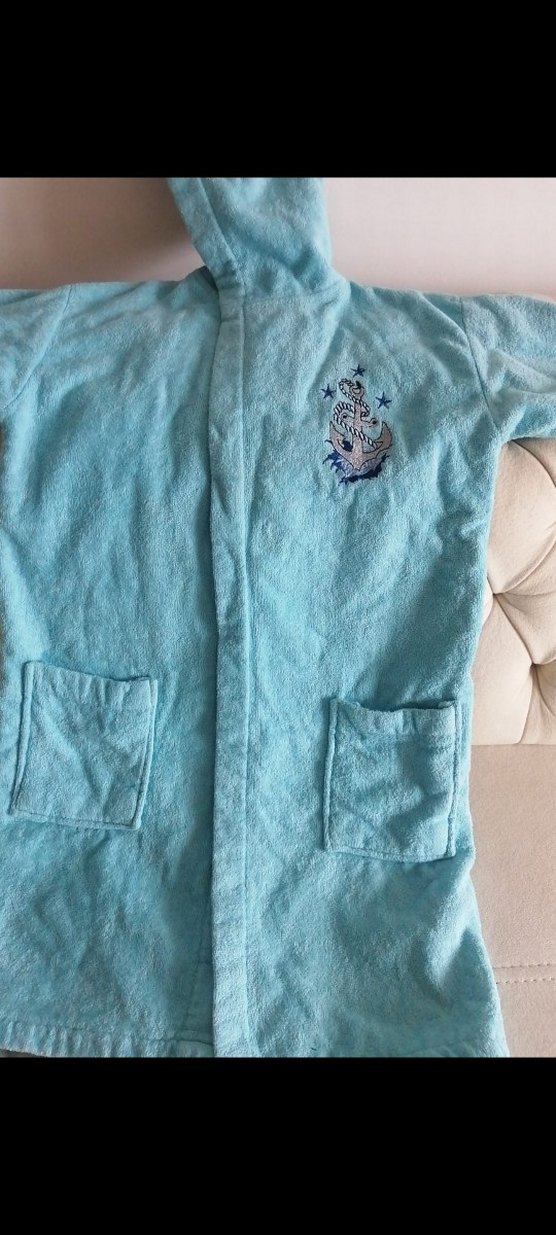 Kapüşonlu Erkek Çocuk açık mavi Bornoz - Görsel 3