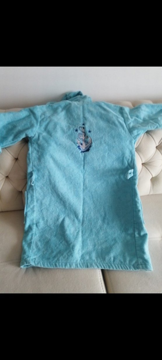 Kapüşonlu Erkek Çocuk açık mavi Bornoz - Görsel 4