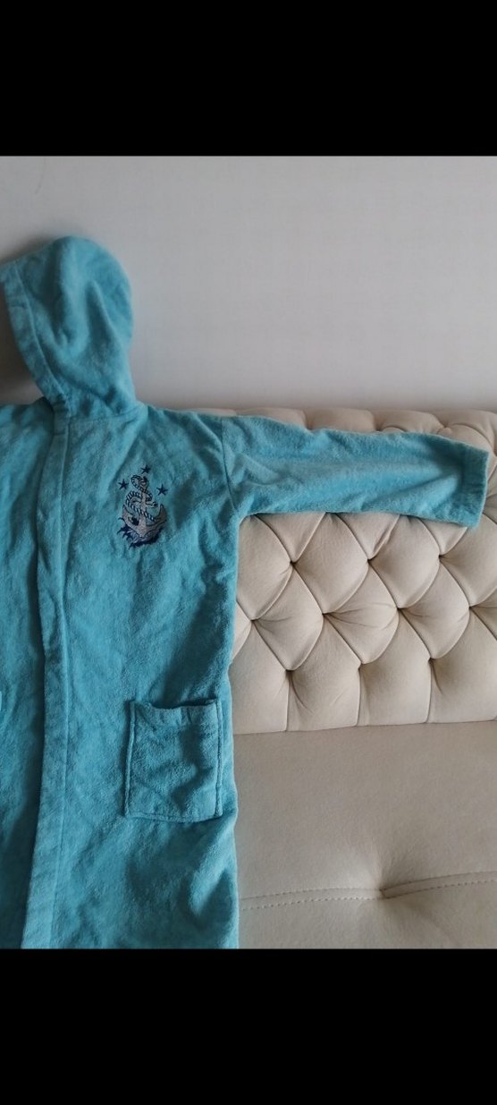 Kapüşonlu Erkek Çocuk açık mavi Bornoz - Görsel 2