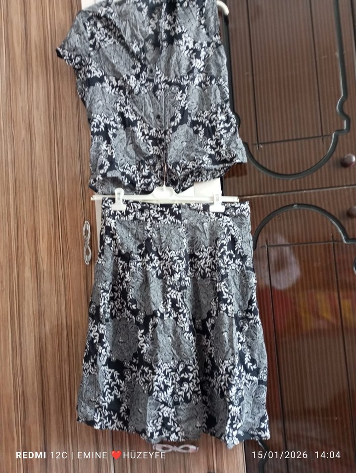 Gri Kısa Mini Salaş Yılan Desenli Kadın Elbise - Görsel 3