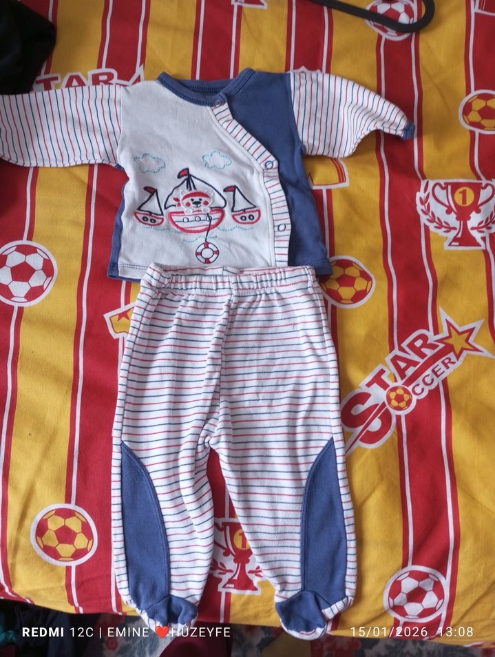 Renkli Pamuklu Bebek Erkek Takımı - Görsel 2