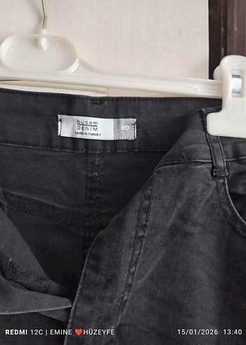 Siyah Midi Denim etek - Görsel 2