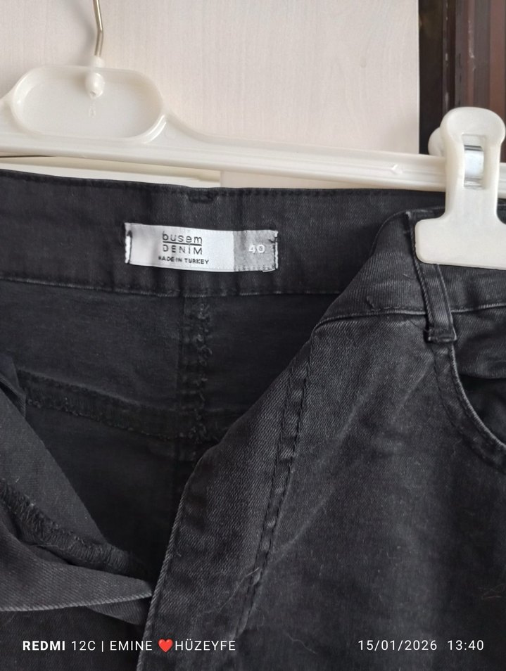 Siyah Midi Denim etek - Görsel 2