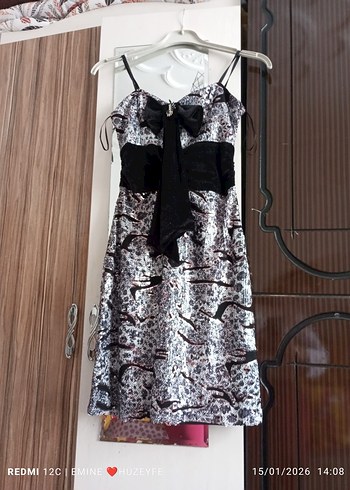 Kahverengi Yılan Desenli Mini Elbise - Görsel 3