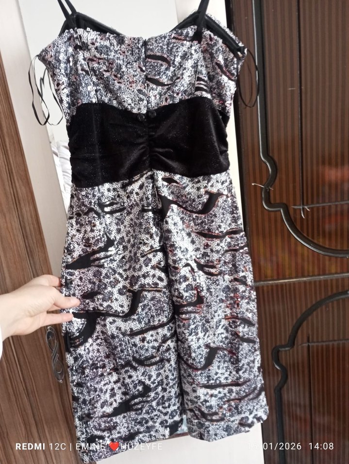 Kahverengi Yılan Desenli Mini Elbise - Görsel 4