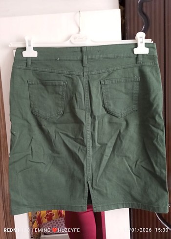 Kemerli Koyu Yeşil Mini Etek - Görsel 2