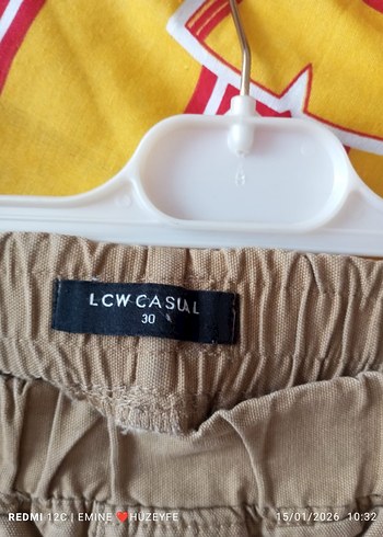 Bej Kadın Kemerli Bol Kesim Kumaş Pantolon - Görsel 4