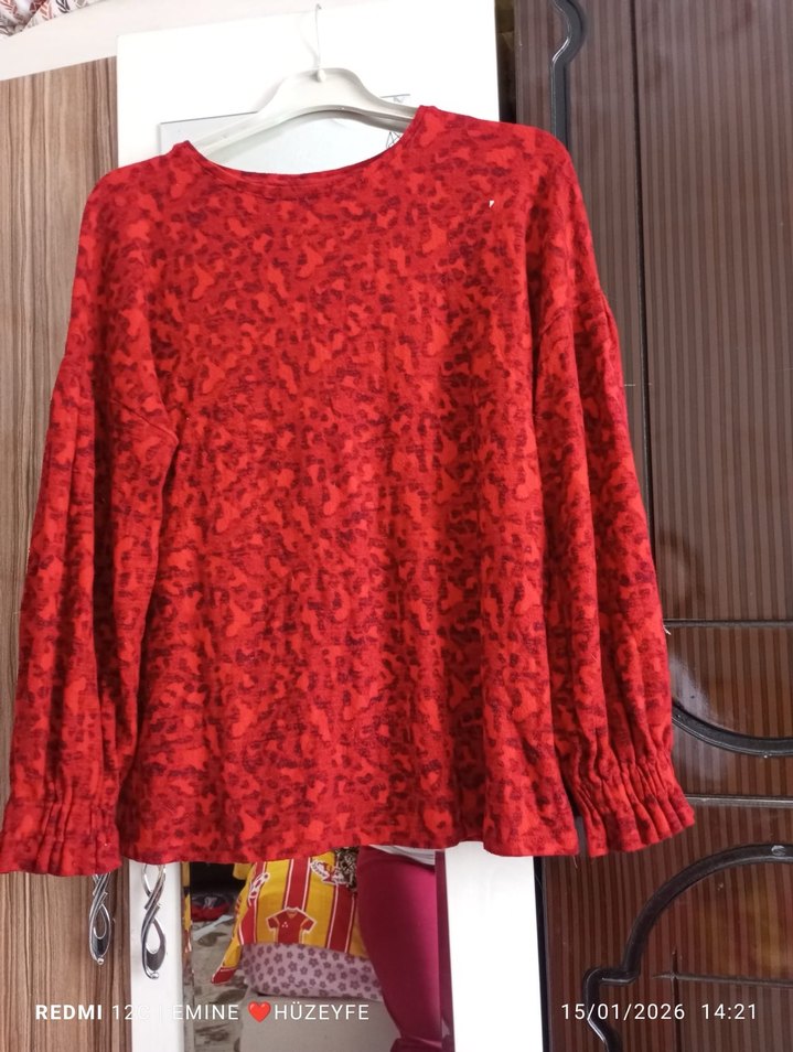 Kırmızı Bohem Kadın Triko Kazak - Görsel 2