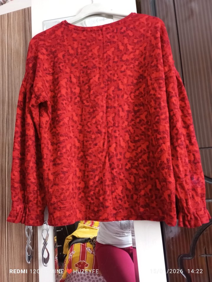 Kırmızı Bohem Kadın Triko Kazak - Görsel 3