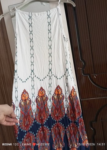 Zincir Detaylı Çok Renkli Uzun Bohem elbise - Görsel 2