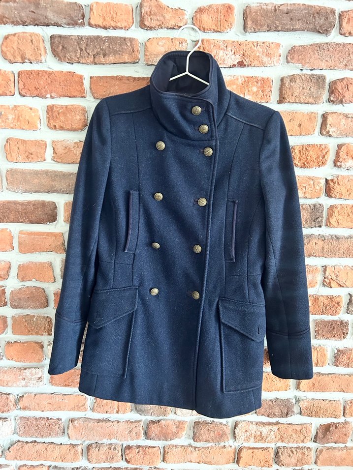 Çift Düğmeli Lacivert Kaban - Görsel 3