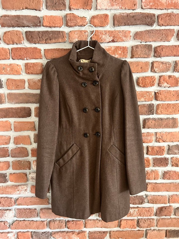 Kahverengi Çift Düğmeli Kaban - Görsel 5