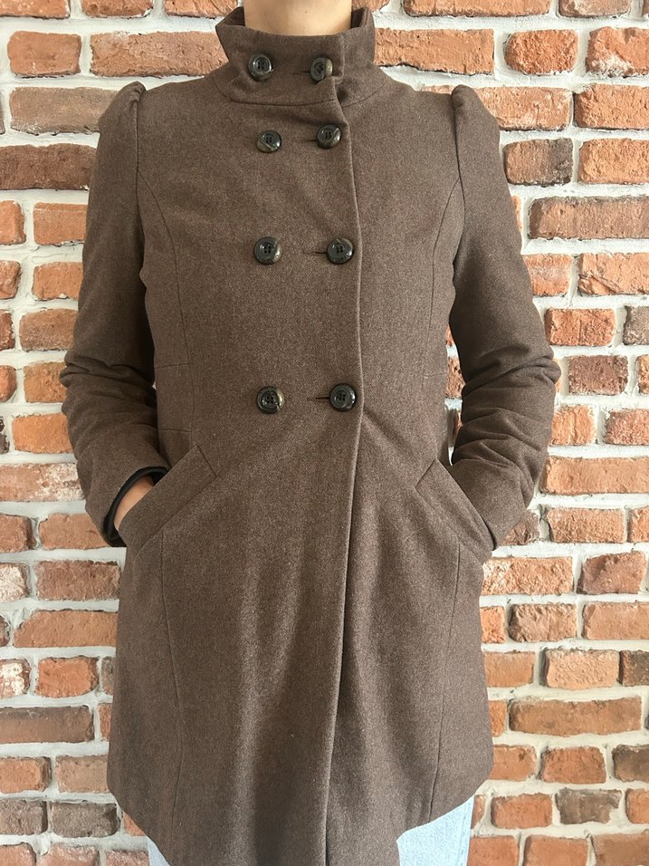 Kahverengi Çift Düğmeli Kaban - Görsel 2