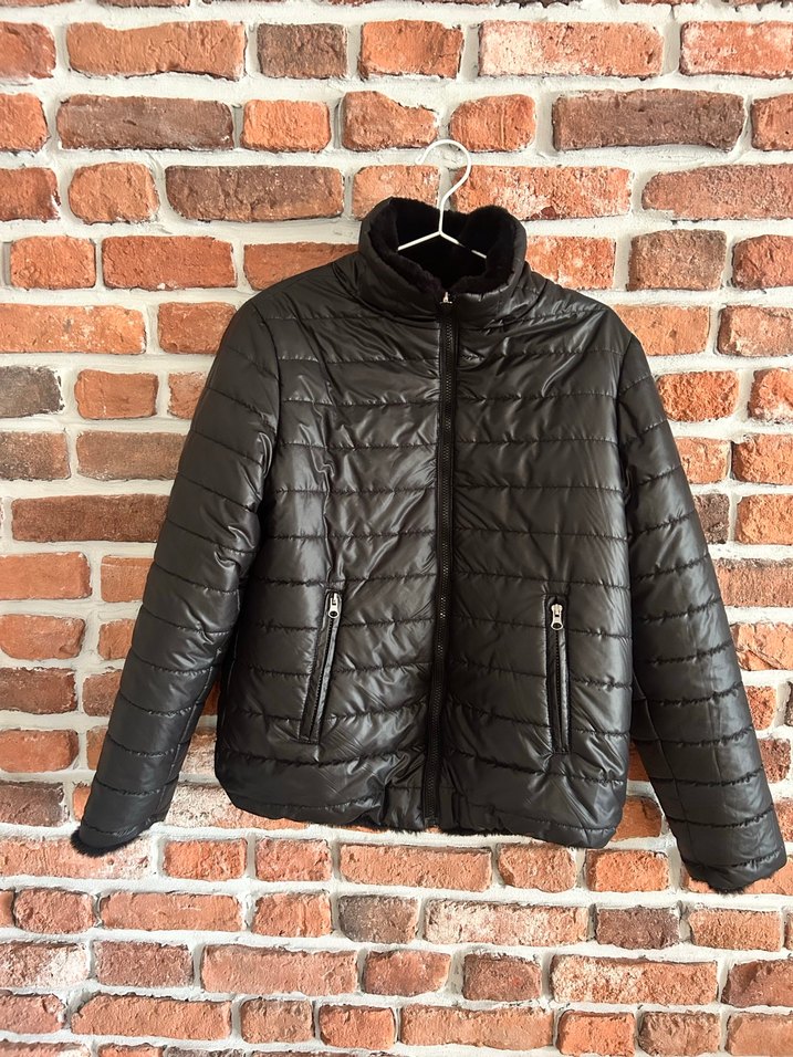 Siyah Çift Taraflı Kısa Kadın Mont - Görsel 2