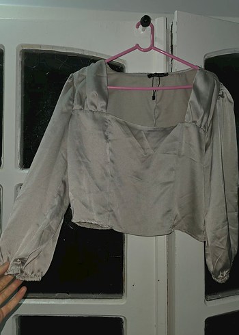 Bej Drapeli Uzun Kollu Bluz - Görsel 2