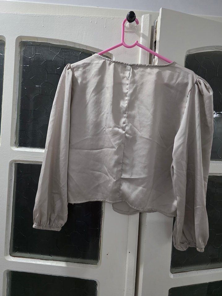 Bej Drapeli Uzun Kollu Bluz - Görsel 5