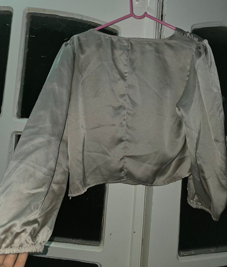 Bej Drapeli Uzun Kollu Bluz - Görsel 3