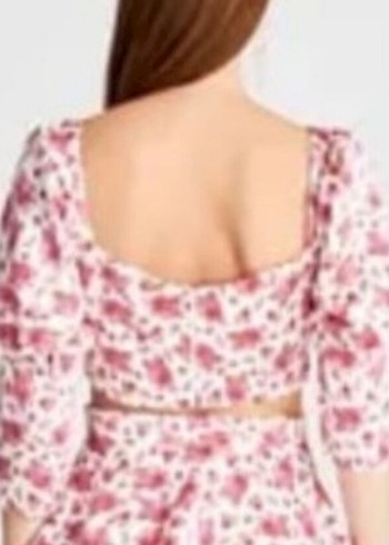 Pembe Çiçek Desenli Bohem Kadın Bluz - Görsel 7