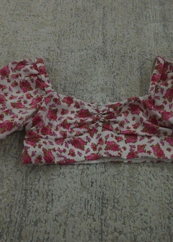 Pembe Çiçek Desenli Bohem Kadın Bluz - Görsel 2