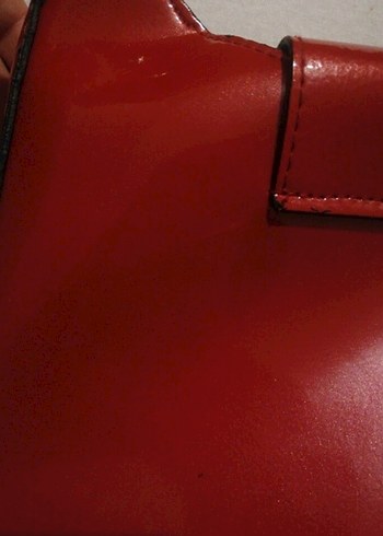 Kırmızı Parlak Deri Kadın Çantası - Görsel 8