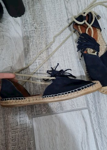 Püsküllü Kadın Mavi Süet Espadril - Görsel 4