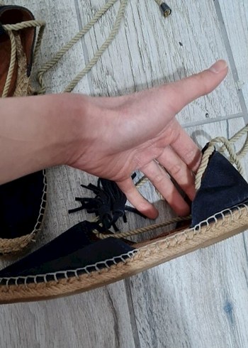 Püsküllü Kadın Mavi Süet Espadril - Görsel 3