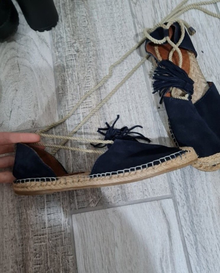 Püsküllü Kadın Mavi Süet Espadril - Görsel 4