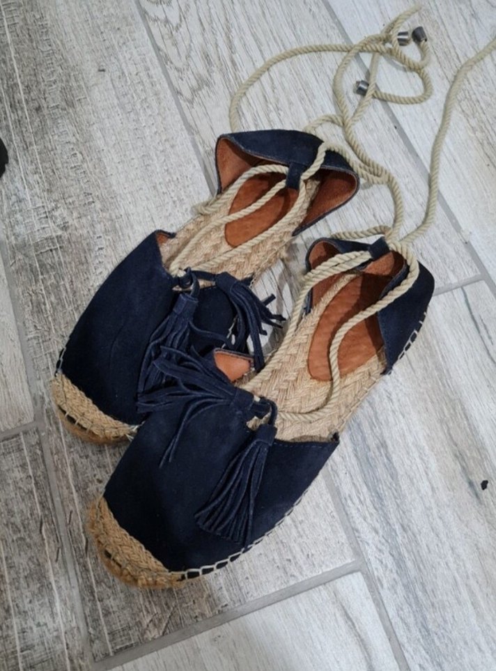 Püsküllü Kadın Mavi Süet Espadril - Görsel 2