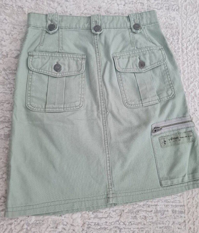 Kadın Haki Denim Midi Etek Fermuarlı - Görsel 3