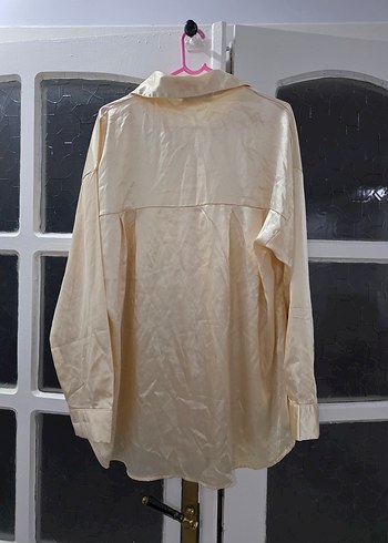 Bej Kadın saten Düğmeli Gömlek - Görsel 2