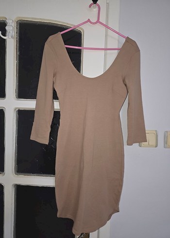 Bej u Yaka Midi Kadın Elbise - Görsel 2