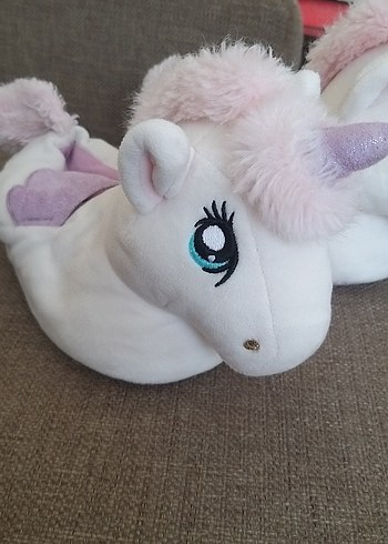 H&M Kız Çocuk Beyaz Peluş Unicorn Ev Terliği