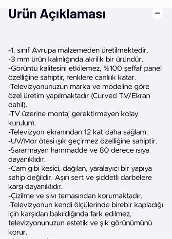 Diğer 124 CM TELEVIZYON EKRAN KORUYUCUSU