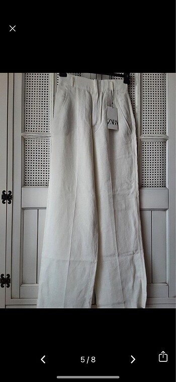 36 Beden beyaz Renk zara keten pantolon