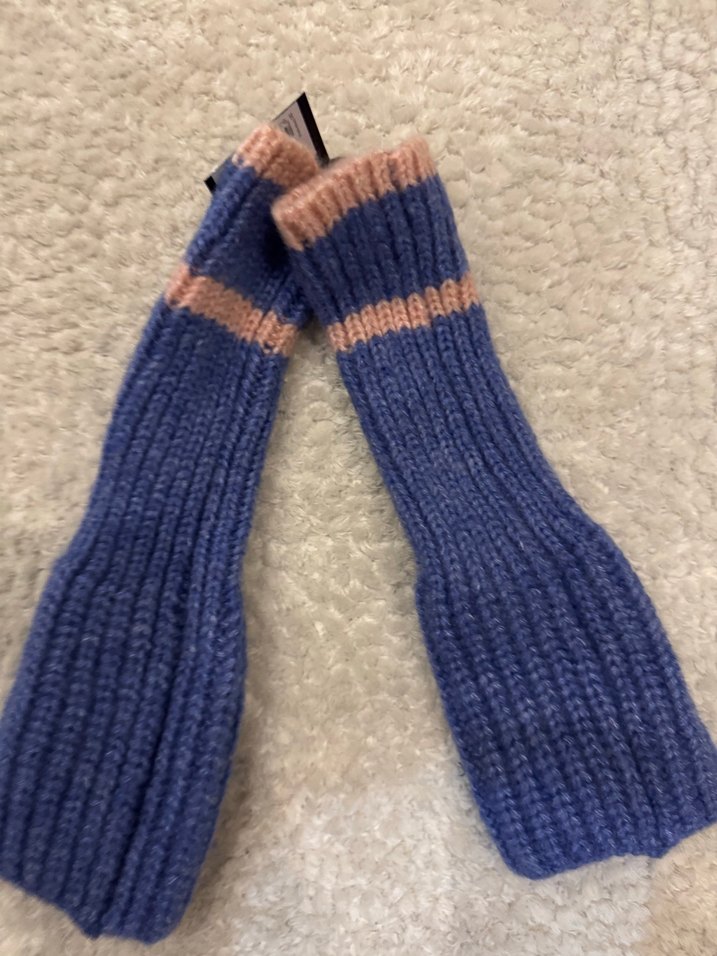 Mavi Örgü Kadın Eldivenleri - Görsel 2