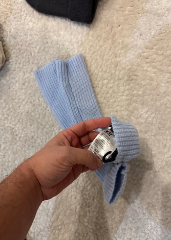 Pastel Mavi Örgü Kadın Eldiven - Görsel 3