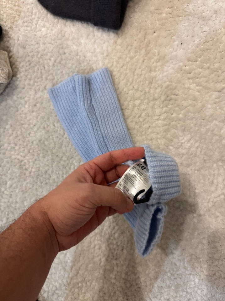 Pastel Mavi Örgü Kadın Eldiven - Görsel 3