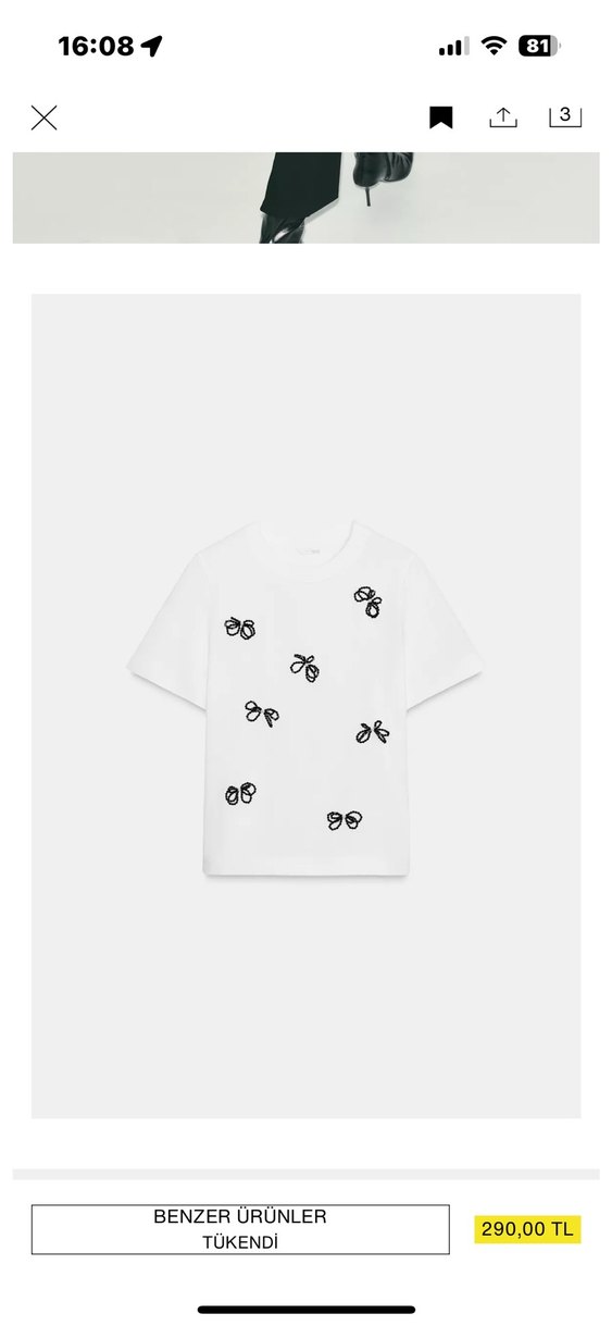 Beyaz Baskılı Kısa Kollu Kadın Tişört - Görsel 2