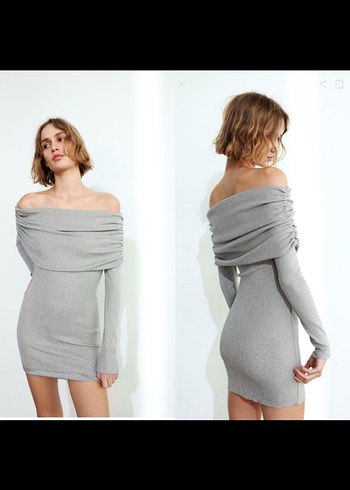 Gri Straplez Mini Elbise - Görsel 2